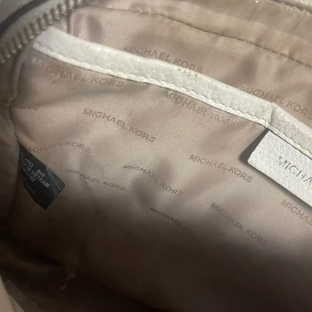 Michael Kors leather off White Floral  appliqué Crossbody Bag.